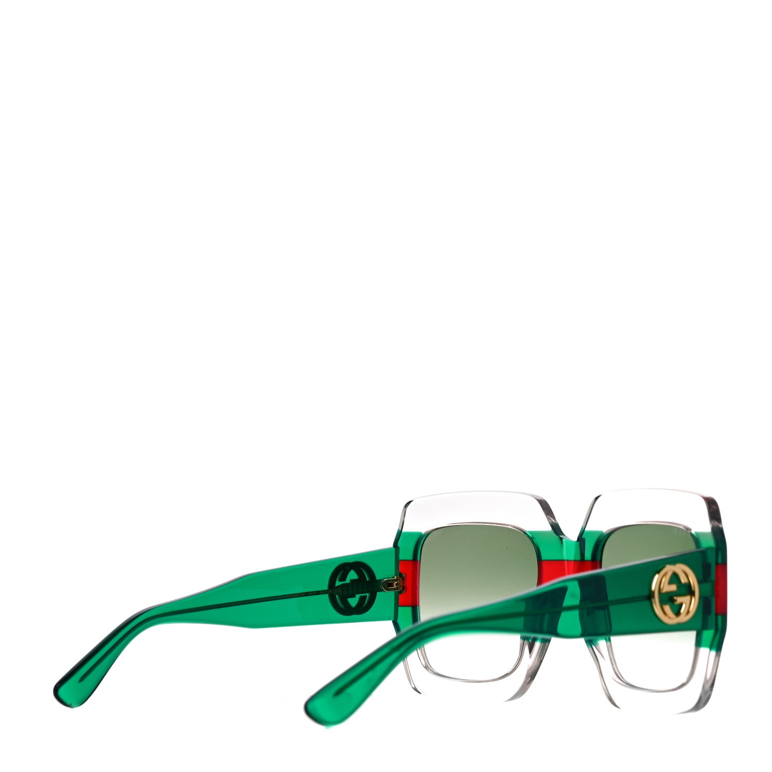 Gucci Square Web Frame GG0178S Sunglasses Green Red 3 of 7