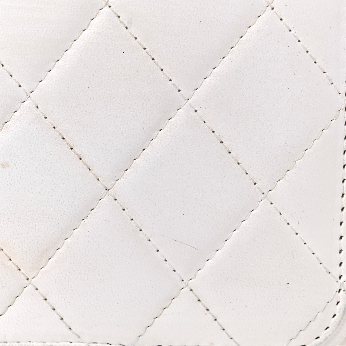 Lambskin Quilted Golden Plate Clutch With Chain White