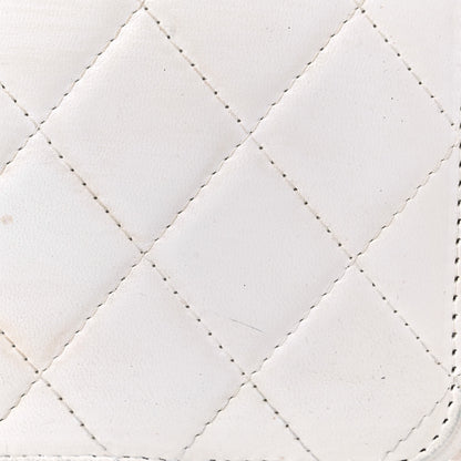 Chanel Lambskin Quilted Golden Plate Clutch With Chain White 16 of 20