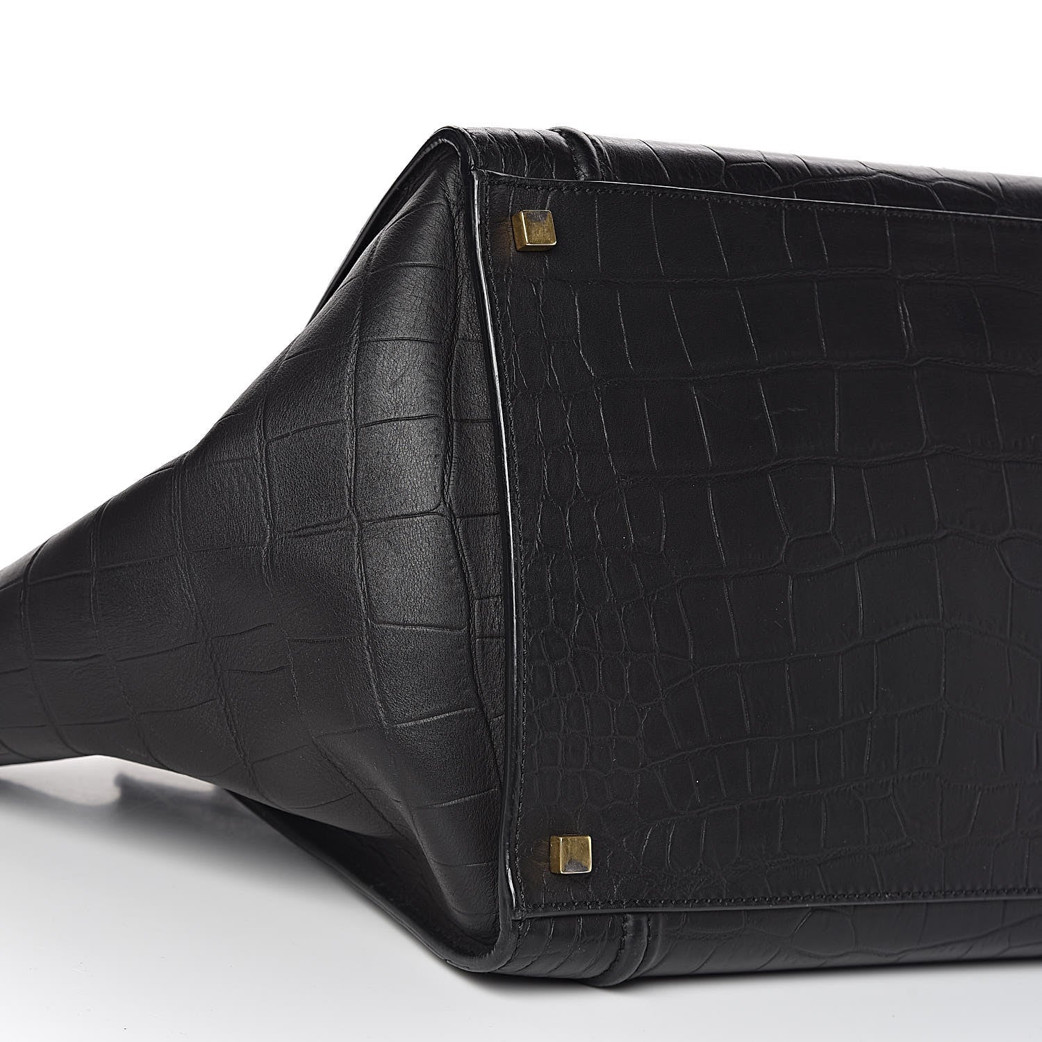 Celine Calfskin Crocodile Embossed Medium Phantom Luggage Black 8 of 10