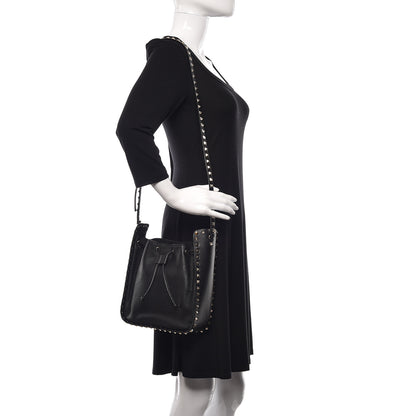 Valentino Garavani Grained Calfskin Rockstud Bucket Bag Black 2 of 12
