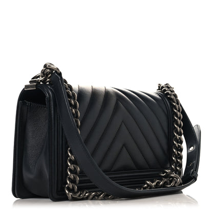 Chanel Lambskin Chevron Quilted Medium Boy Flap Black 3 of 11