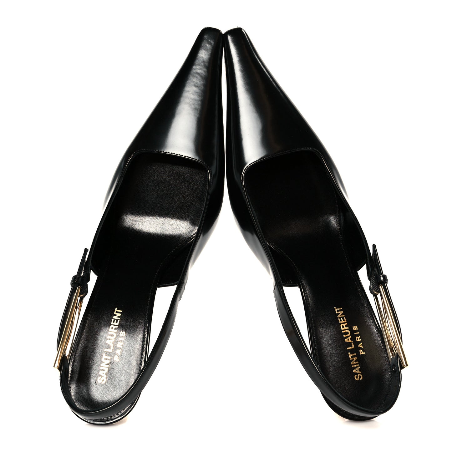 Glazed Calfskin Lee Slingback Pumps 41 Black