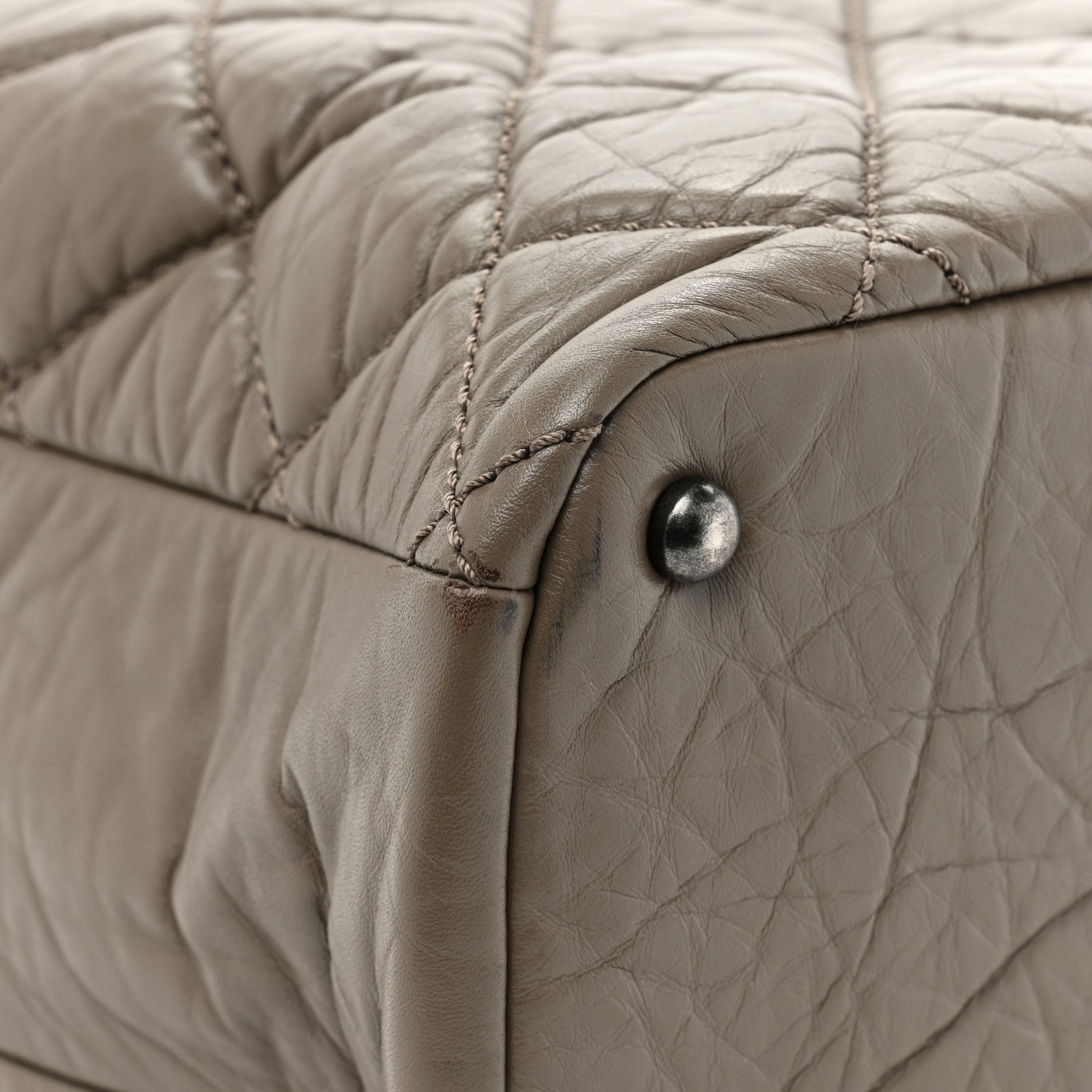 Chanel Aged Calfskin Tweed Large Quilted Portobello Tote Grey 14 of 16