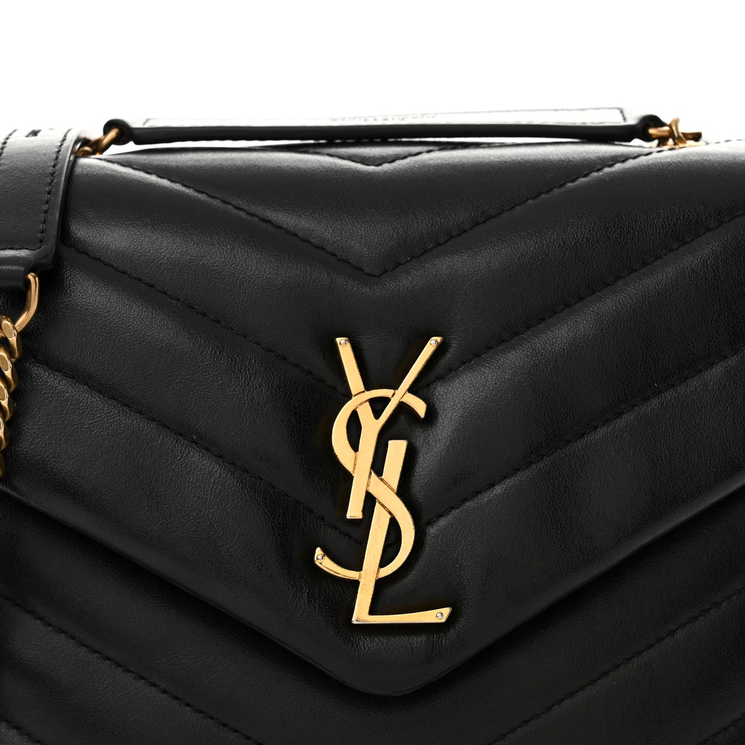 Saint Laurent Calfskin Y Quilted Monogram Small Loulou Chain Satchel Black 8 of 13