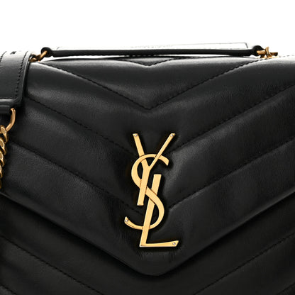 Saint Laurent Calfskin Y Quilted Monogram Small Loulou Chain Satchel Black 8 of 13