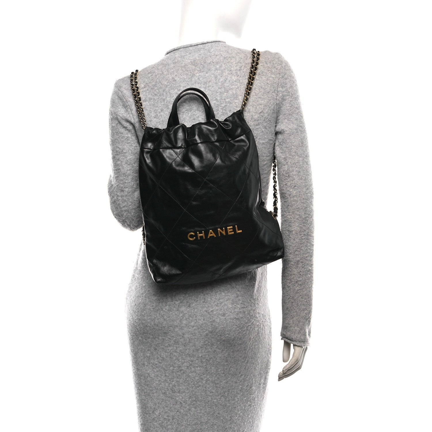 Chanel Shiny Calfskin Quilted Chanel 22 Backpack Black 2 of 10