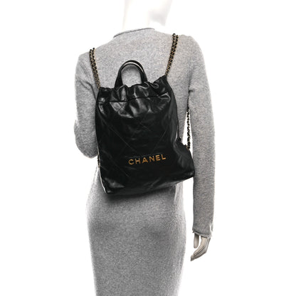 Chanel Shiny Calfskin Quilted Chanel 22 Backpack Black 2 of 10