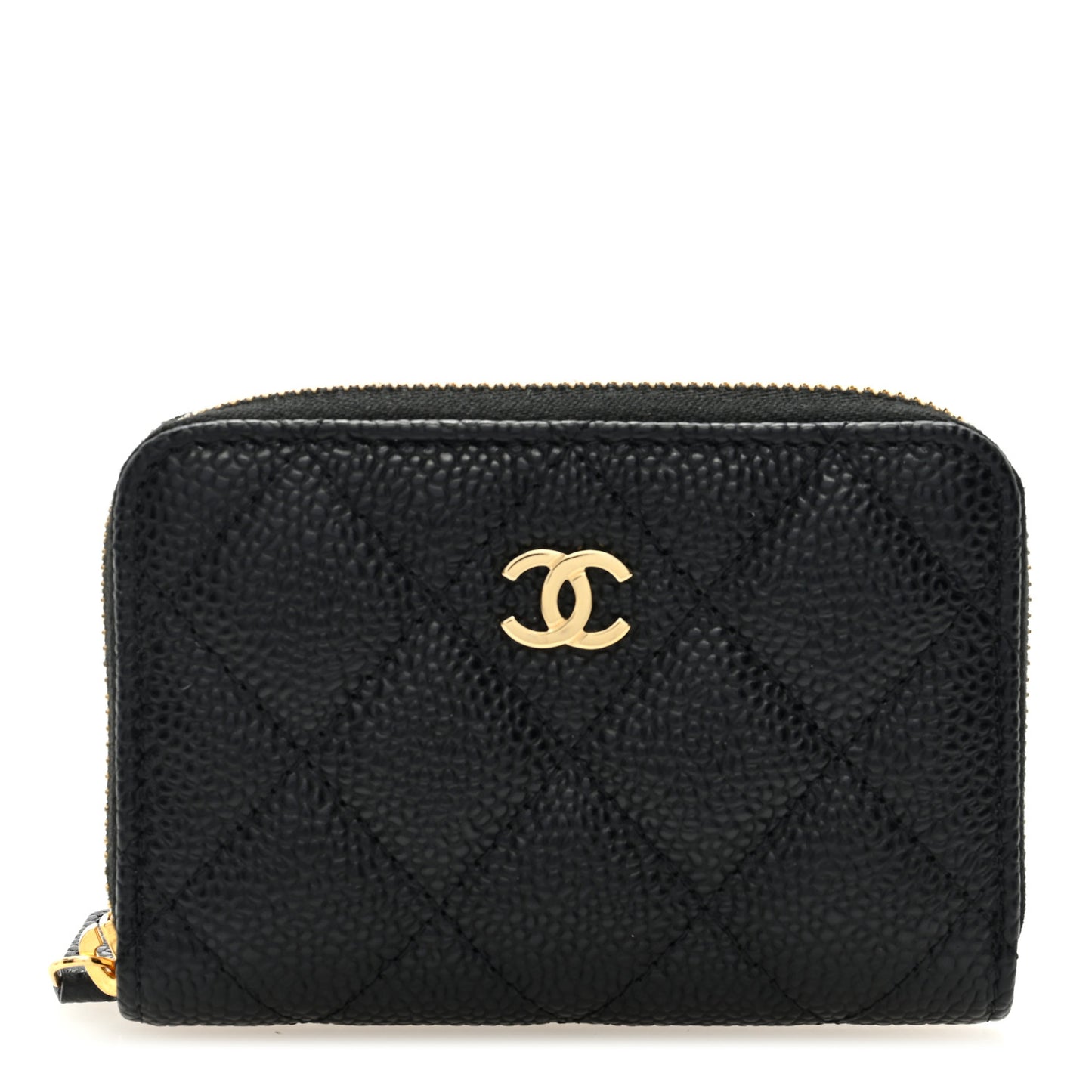 Caviar Quilted Classic Zipped Coin Purse Black