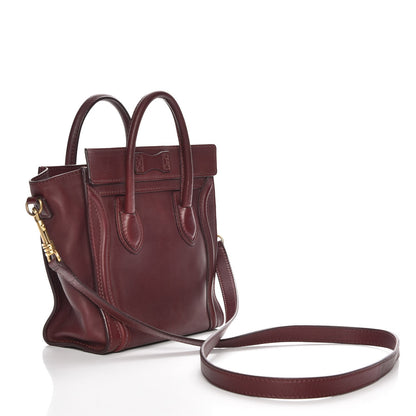 Celine Smooth Calfskin Nano Luggage Burgundy 3 of 7