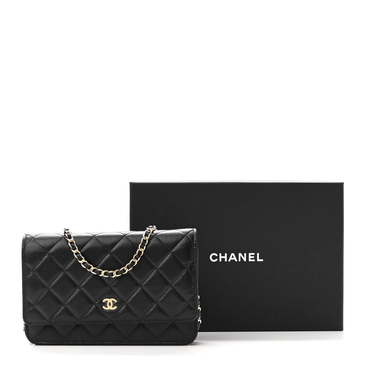 Caviar Quilted Wallet On Chain WOC Black