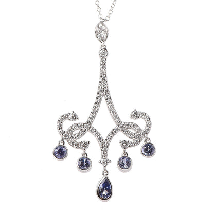 Tiffany Platinum Diamond Tanzanite Enchant Chandelier Pendant Necklace 4 of 6