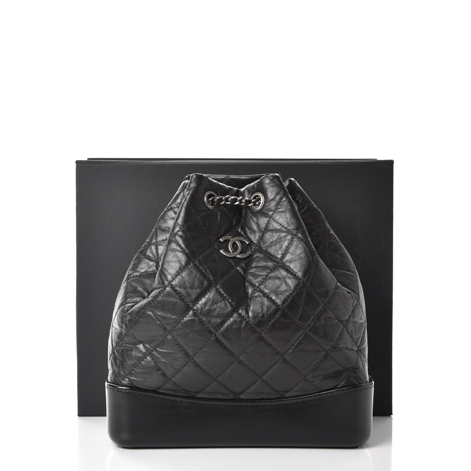 Chanel Aged Calfskin Quilted Gabrielle Backpack Black 8 of 8