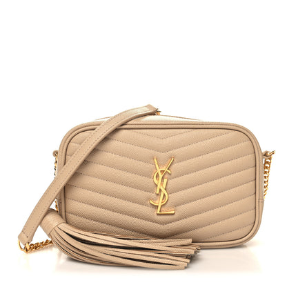 Saint Laurent Grain De Poudre Matelasse Monogram Mini Lou Camera Bag Dark Beige 1 of 10