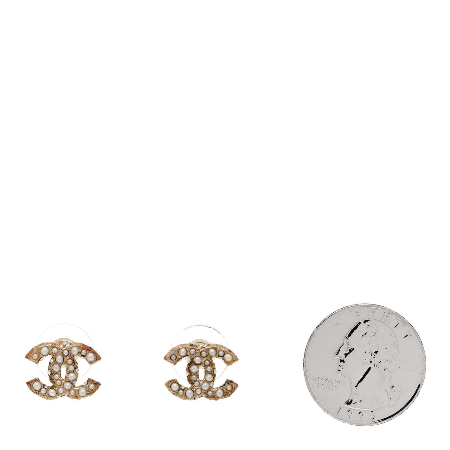 Metal Graduated Pearl Crystal CC Earrings Light Gold