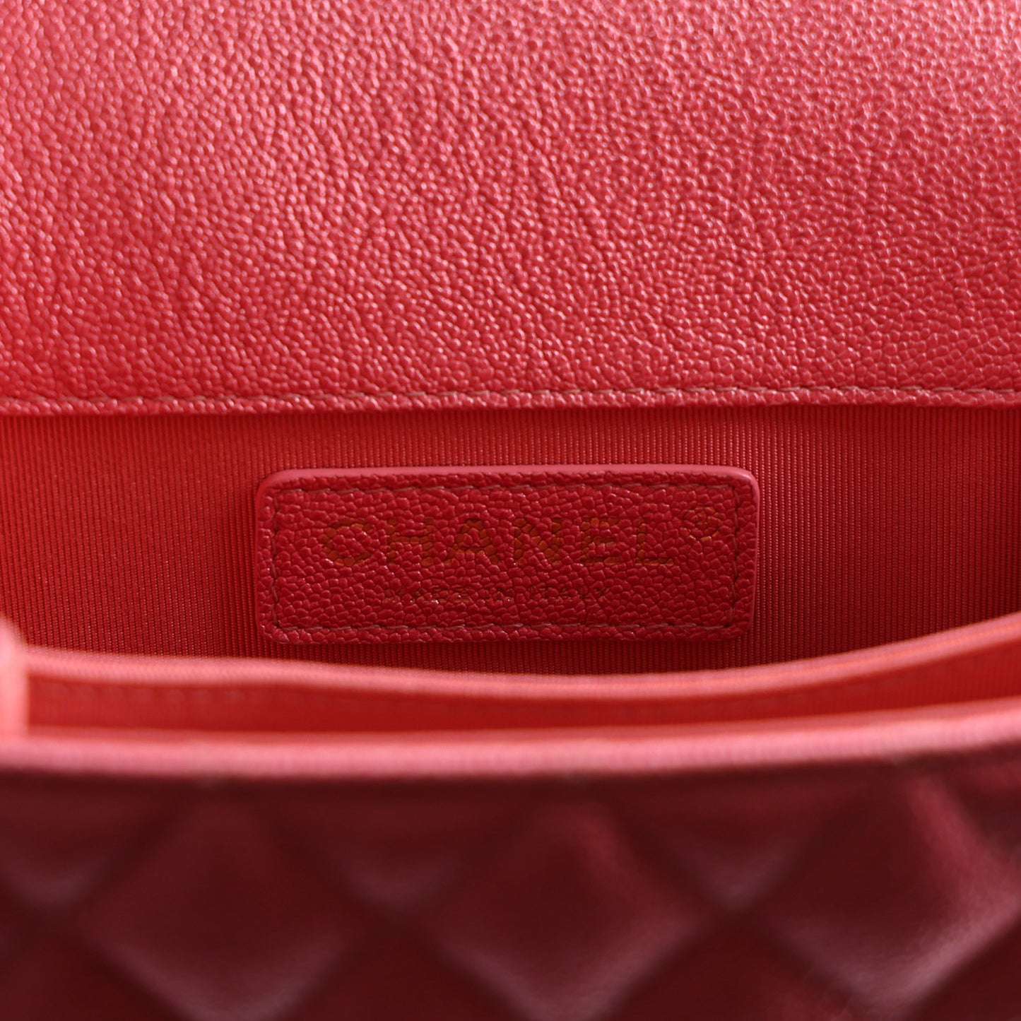 Iridescent Caviar Quilted North South Boy Flap Pink