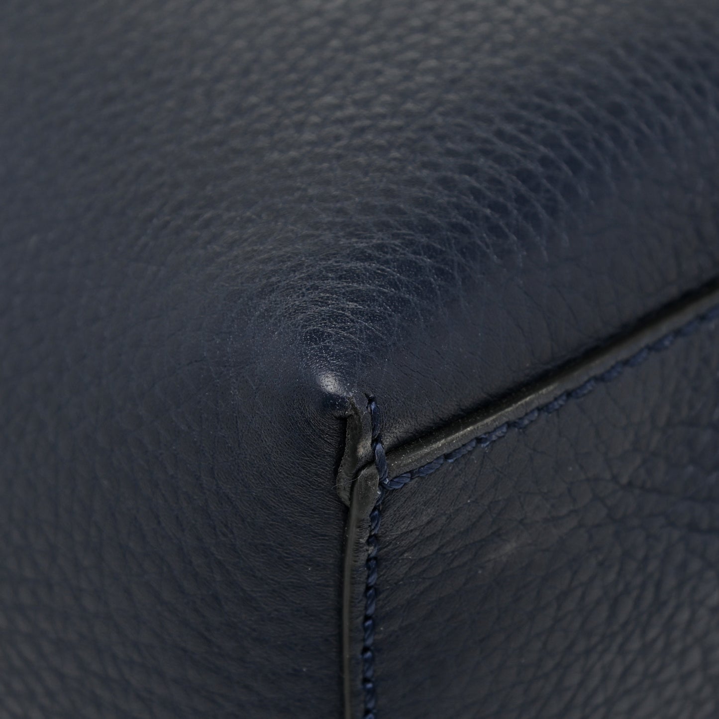 Grained Calfskin Rockstud Shoulder Tote Marine