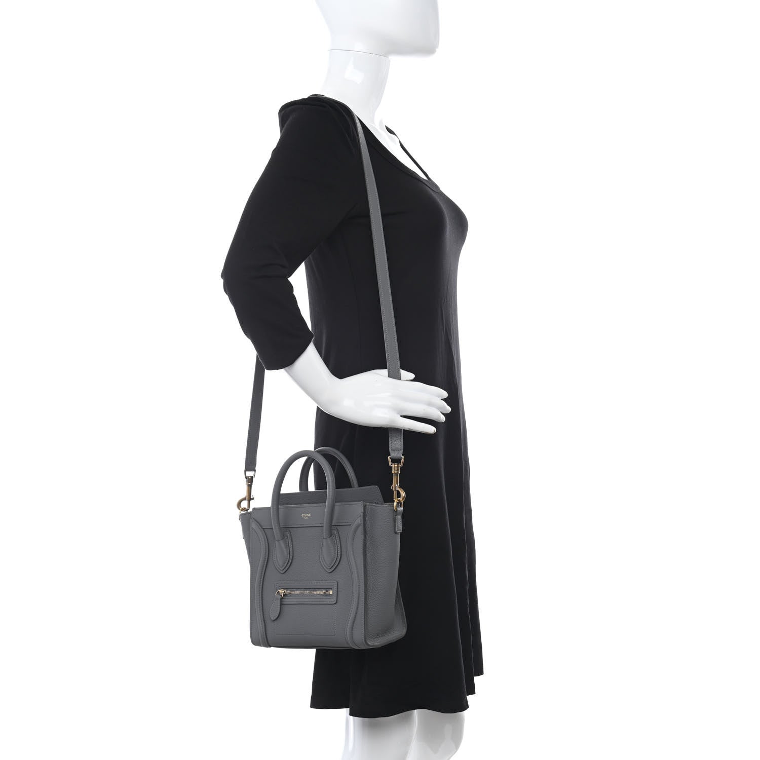Celine Baby Drummed Calfskin Nano Luggage Kohl 2 of 12