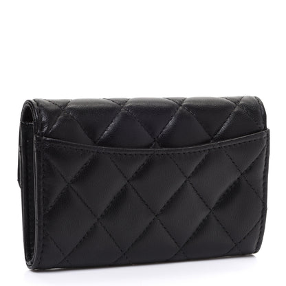 Chanel Lambskin Quilted Flap Card Holder Wallet Black 3 of 9
