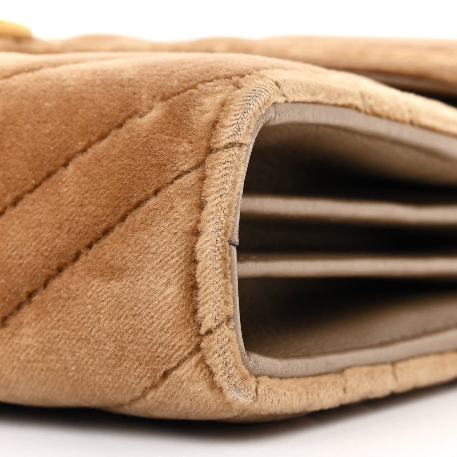 Gucci Velvet Matelasse GG Marmont Chain Wallet Taupe 12 of 15