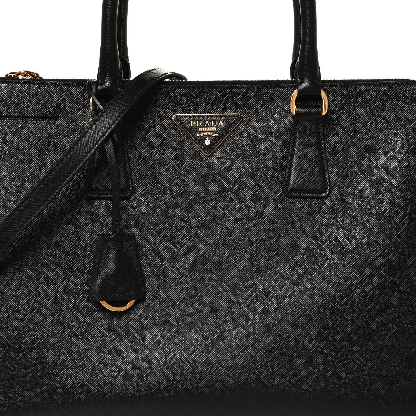 Saffiano Small Galleria Double Zip Tote Black