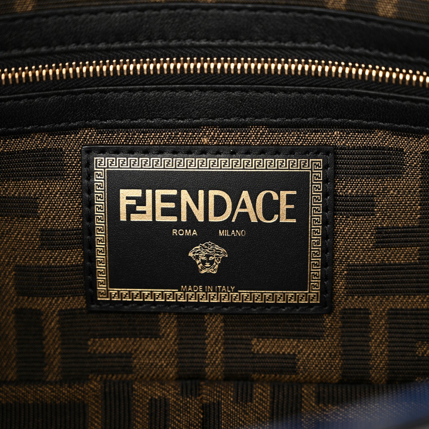 X VERSACE Denim Fendace Patchwork Baguette Blue
