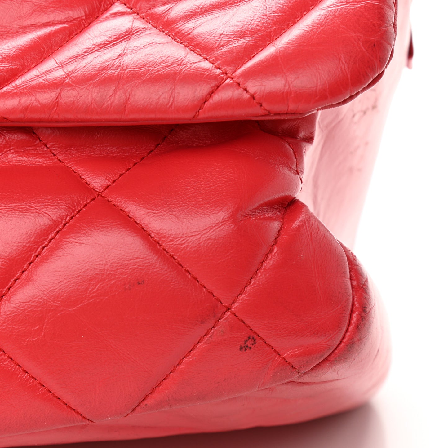 Aged Calfskin Quilted Large Express Bowling Bag Red