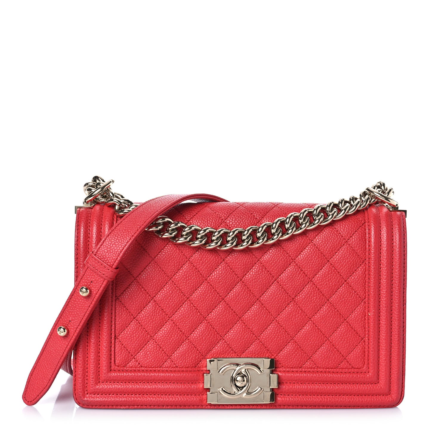 Caviar Quilted Medium Boy Flap Red