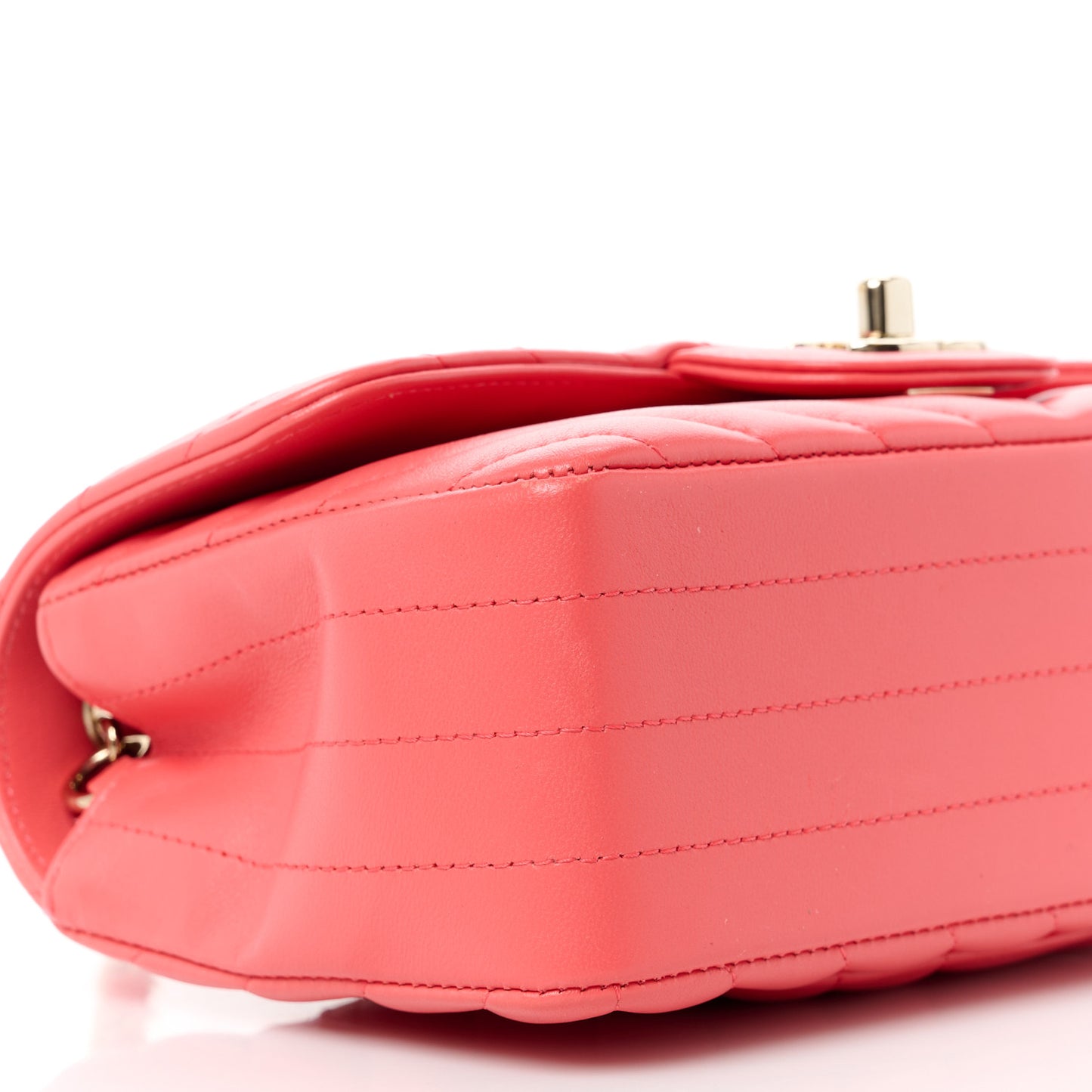 Lambskin Chevron Quilted Mini Rectangular Flap Pink