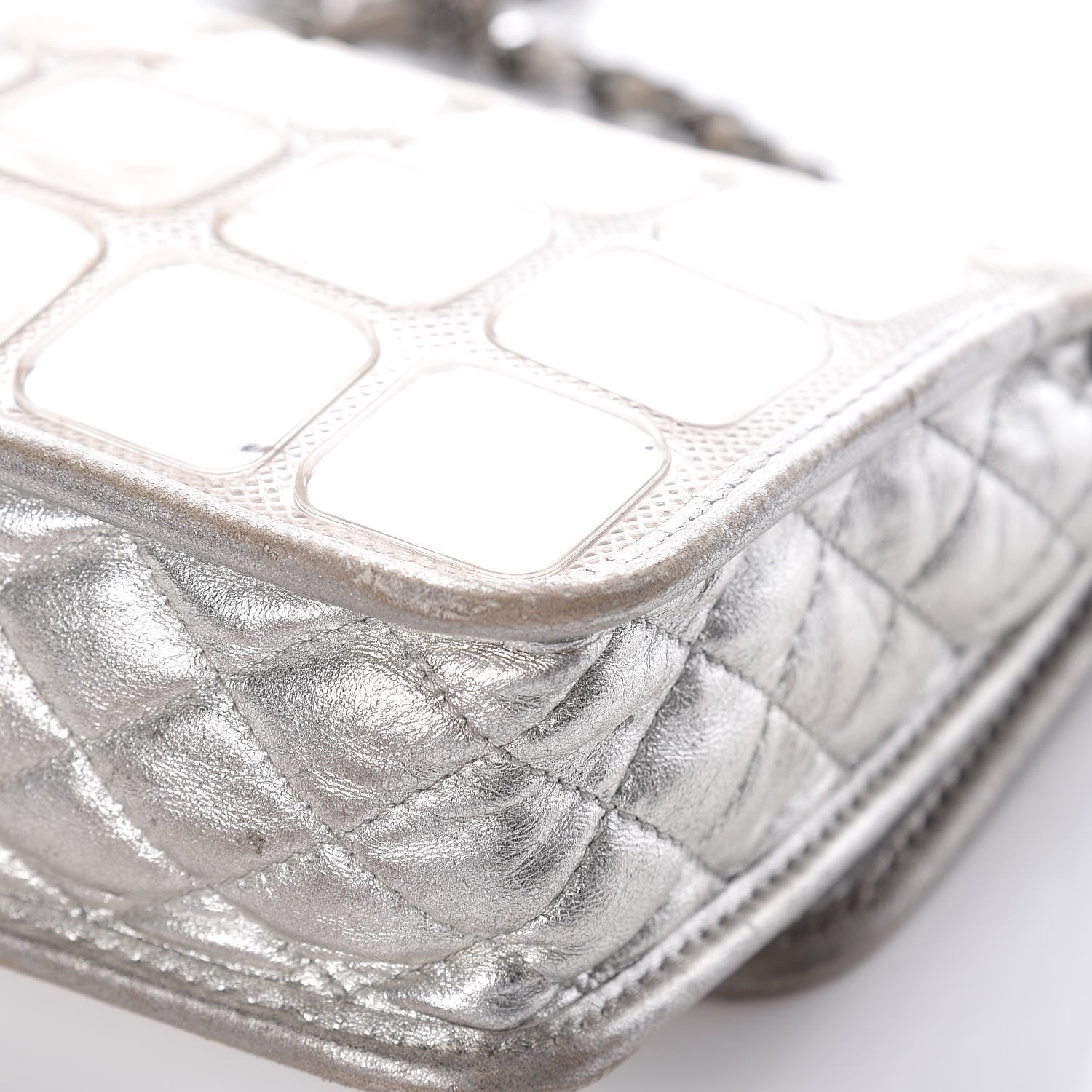 Chanel Vinyl Large Ice Cube Flap Silver 15 of 15