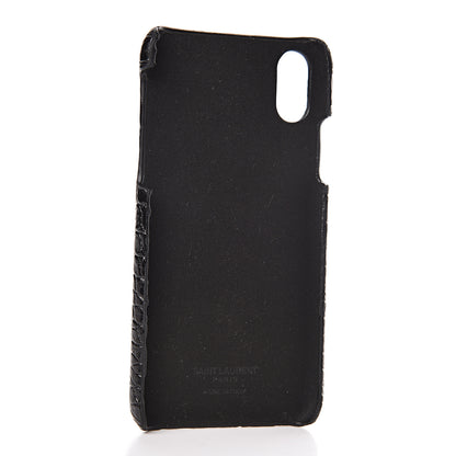 Saint Laurent Calfskin Crocodile Embossed iPhone XS Case Black 3 of 7