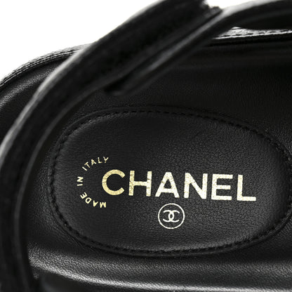 Chanel Grained Calfskin Velcro Dad Sandals 38 Black 8 of 10