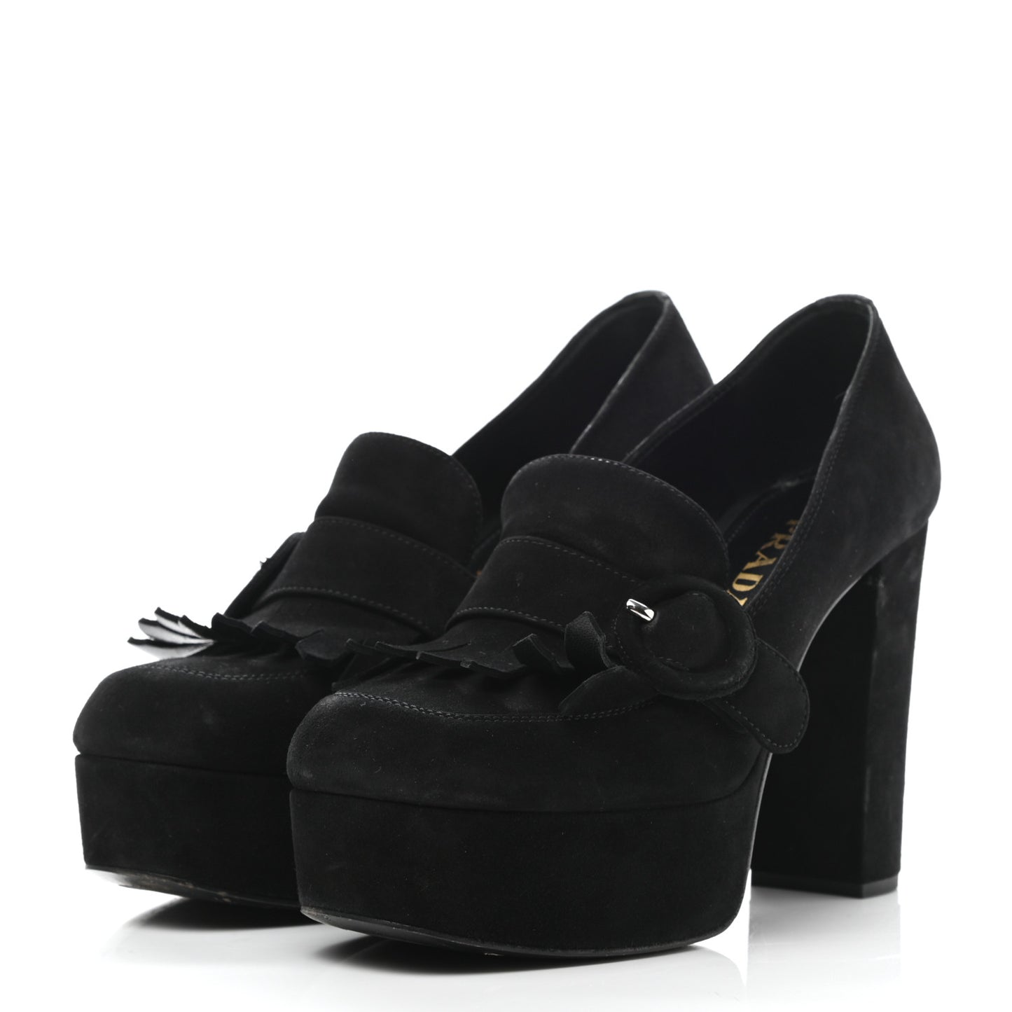 Suede Kiltie 110 Platform Pumps 37 Black