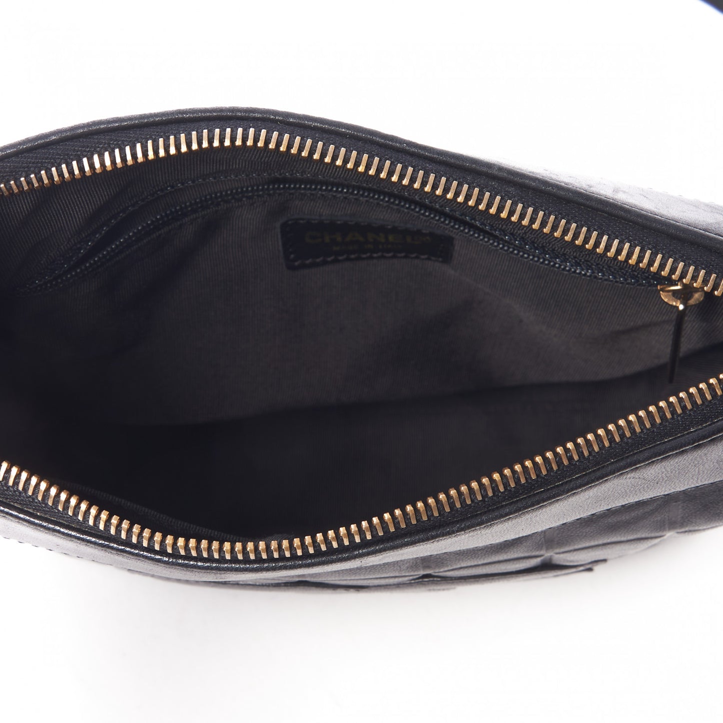Lambskin Quilted Small Chocolate Bar Shoulder Bag Black