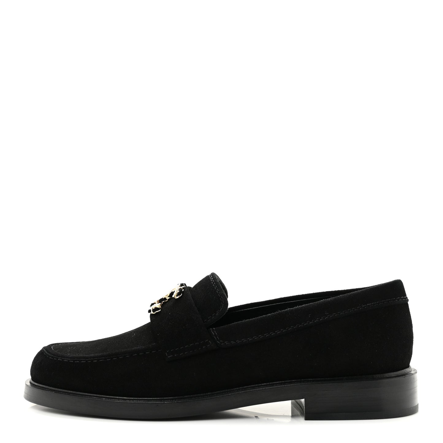 Suede Kidskin Crystal CC Loafers 37 Black