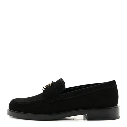 Chanel Suede Kidskin Crystal CC Loafers 37 Black 1 of 9