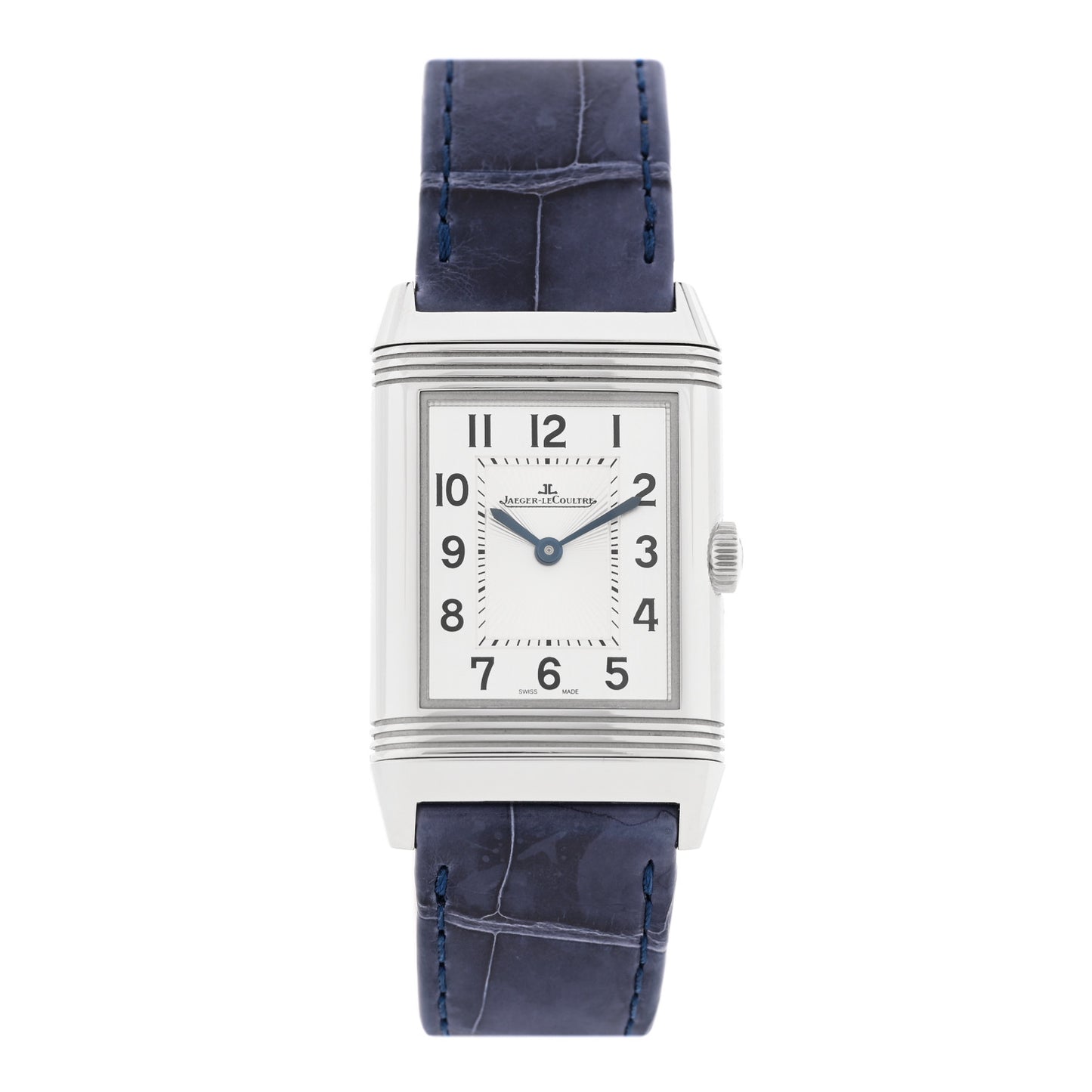 Stainless Steel Alligator Diamond 24mm Reverso Classic Duetto Manual Winding Watch Silver Q2588422