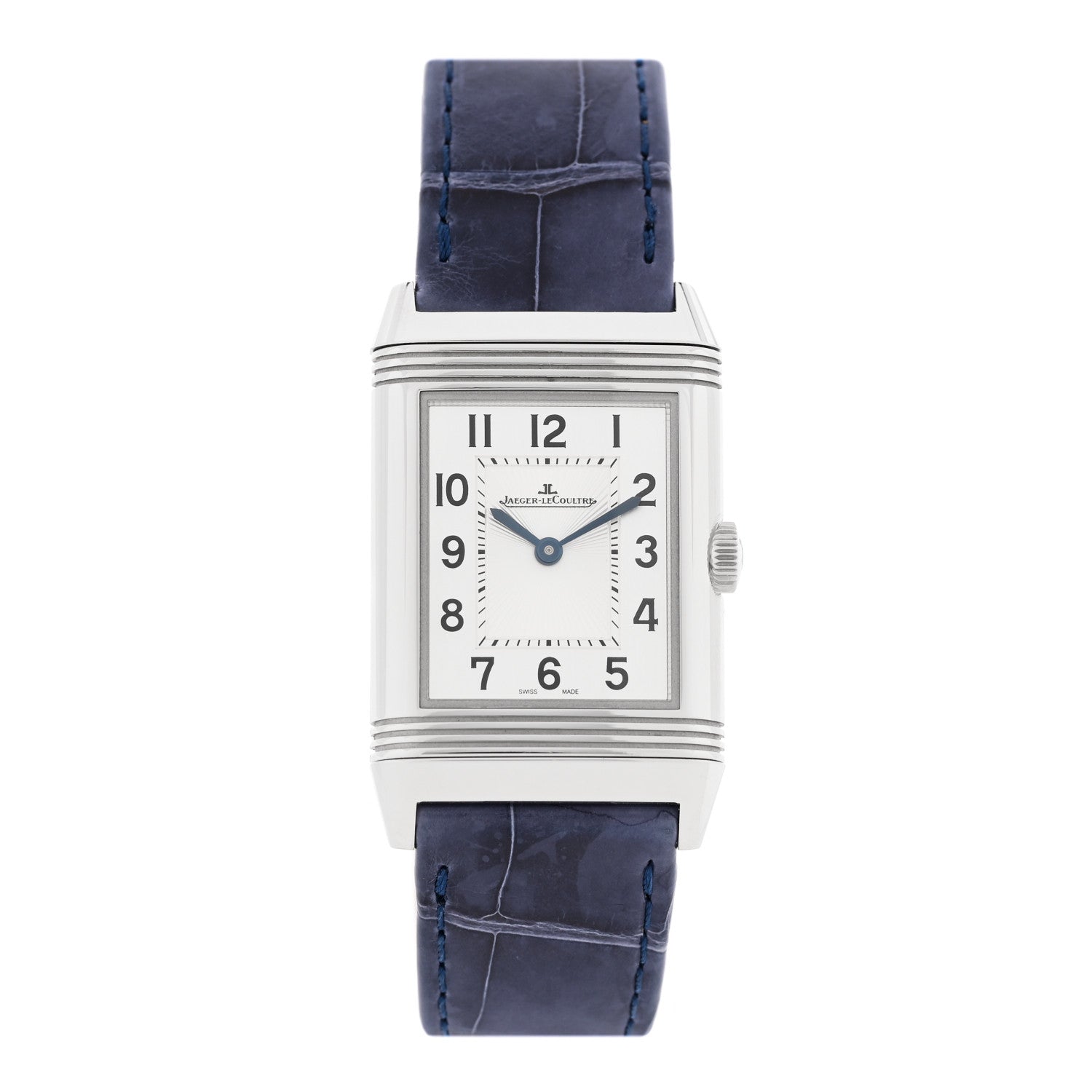 Jaeger-LeCoultre Stainless Steel Alligator Diamond 24mm Reverso Classic Duetto Manual Winding Watch Silver Q2588422 1 of 5