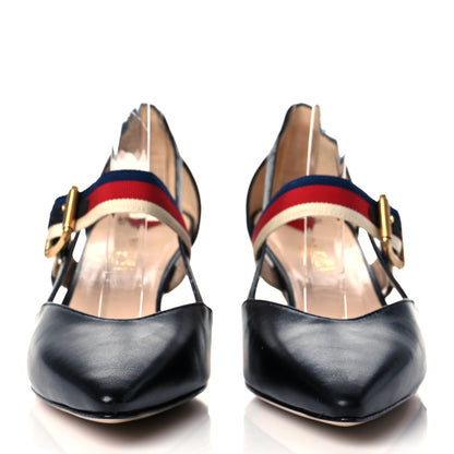 Gucci Malaga Kid Grosgrain Sylvie Web Bamboo Mules 36 Black 2 of 10