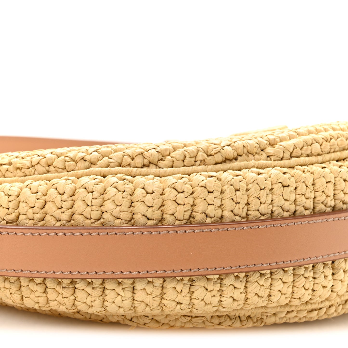 Yarn Raffia Effect Crochet Arque Shoulder Bag Natural