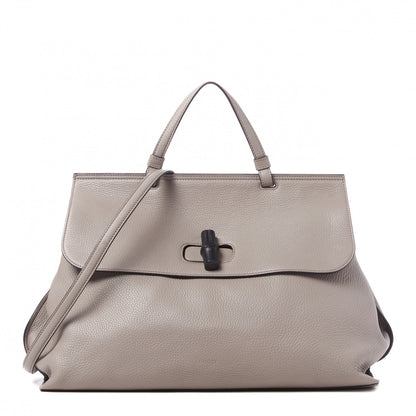 Gucci Cellarius Calfskin Large Bamboo Daily Top Handle Bag Storm Grey 1 of 9