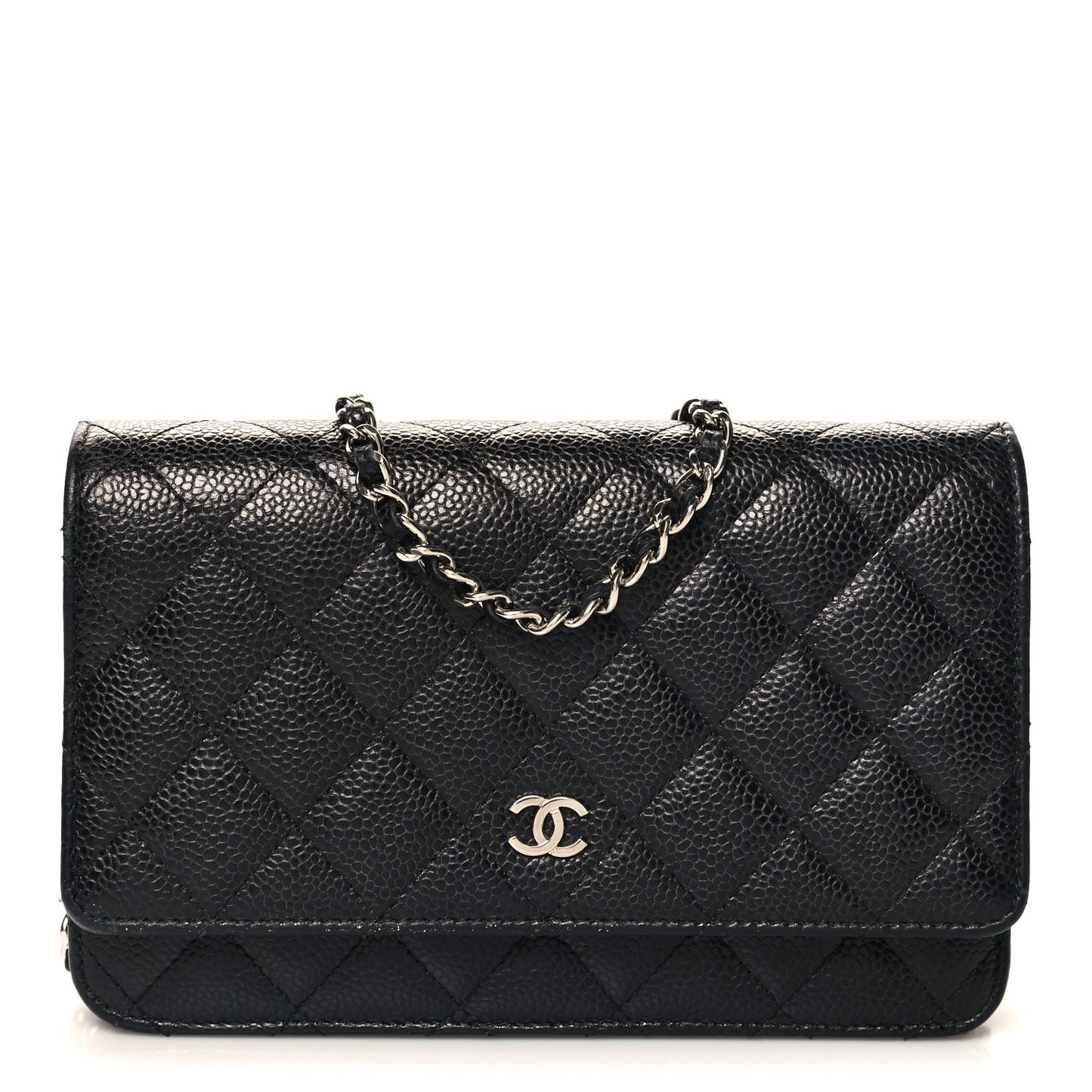 Caviar Quilted Wallet on Chain WOC Black