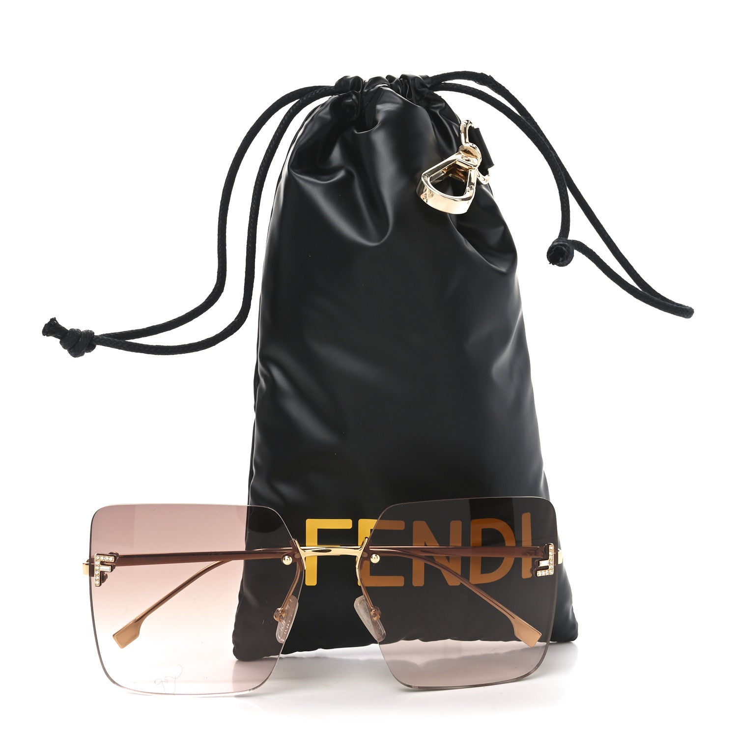 Fendi Metal Square Sunglasses FE4082US Gold 7 of 7