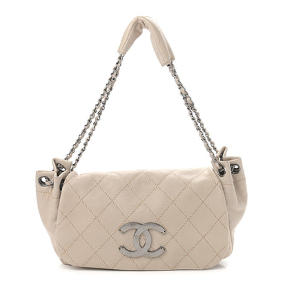 Chanel Lambskin Contrast Stitch Surpique Accordion Flap Beige 1 of 10