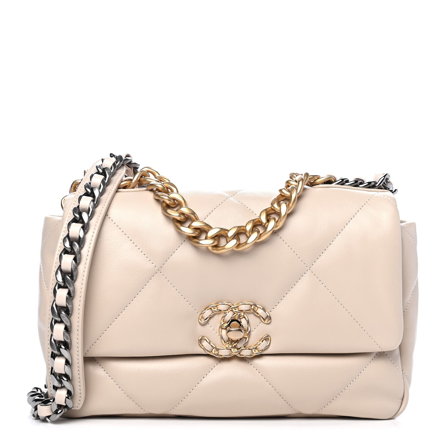 Chanel Goatskin Quilted Medium Chanel 19 Flap Beige 1 of 5