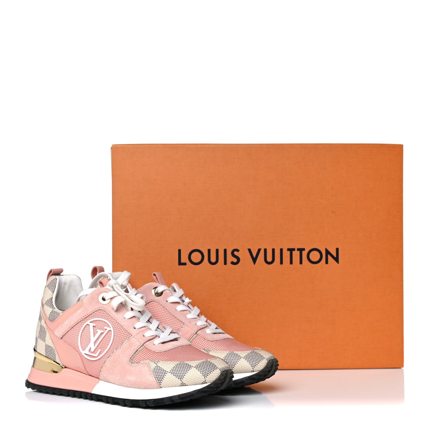 Louis Vuitton Suede Damier Azur Run Away Sneakers 35.5 Pink 9 of 9