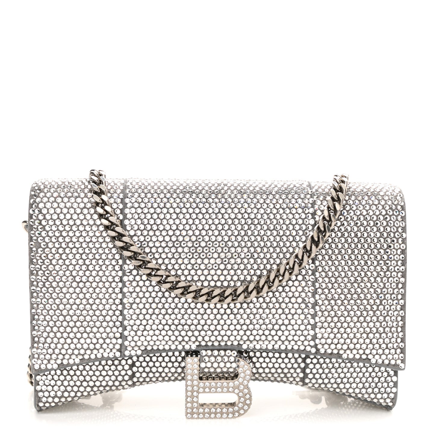 Strass Suede Hourglass Chain Bag Smoke Grey Crystal