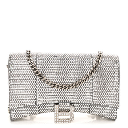 Balenciaga Strass Suede Hourglass Chain Bag Smoke Grey Crystal 1 of 9