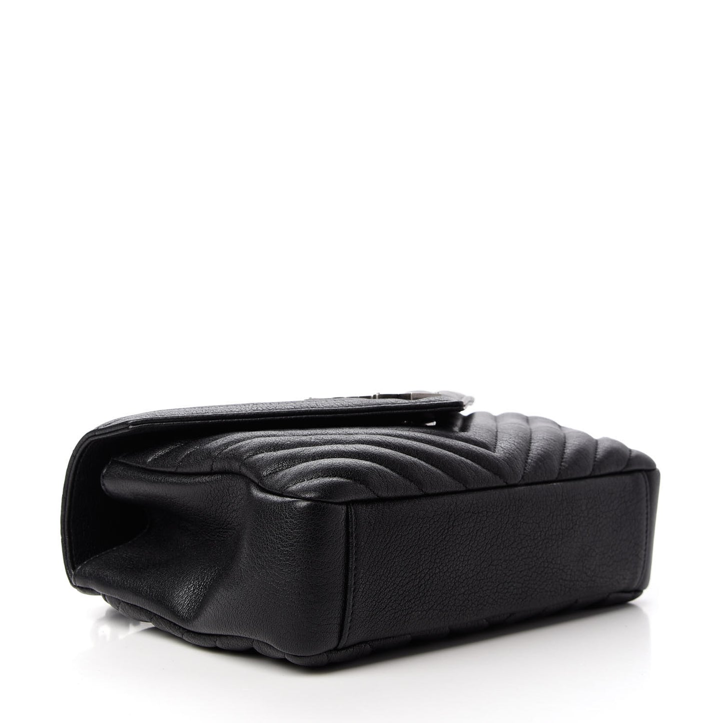 Sheepskin Matelasse Chevron Monogram Medium College Bag Black