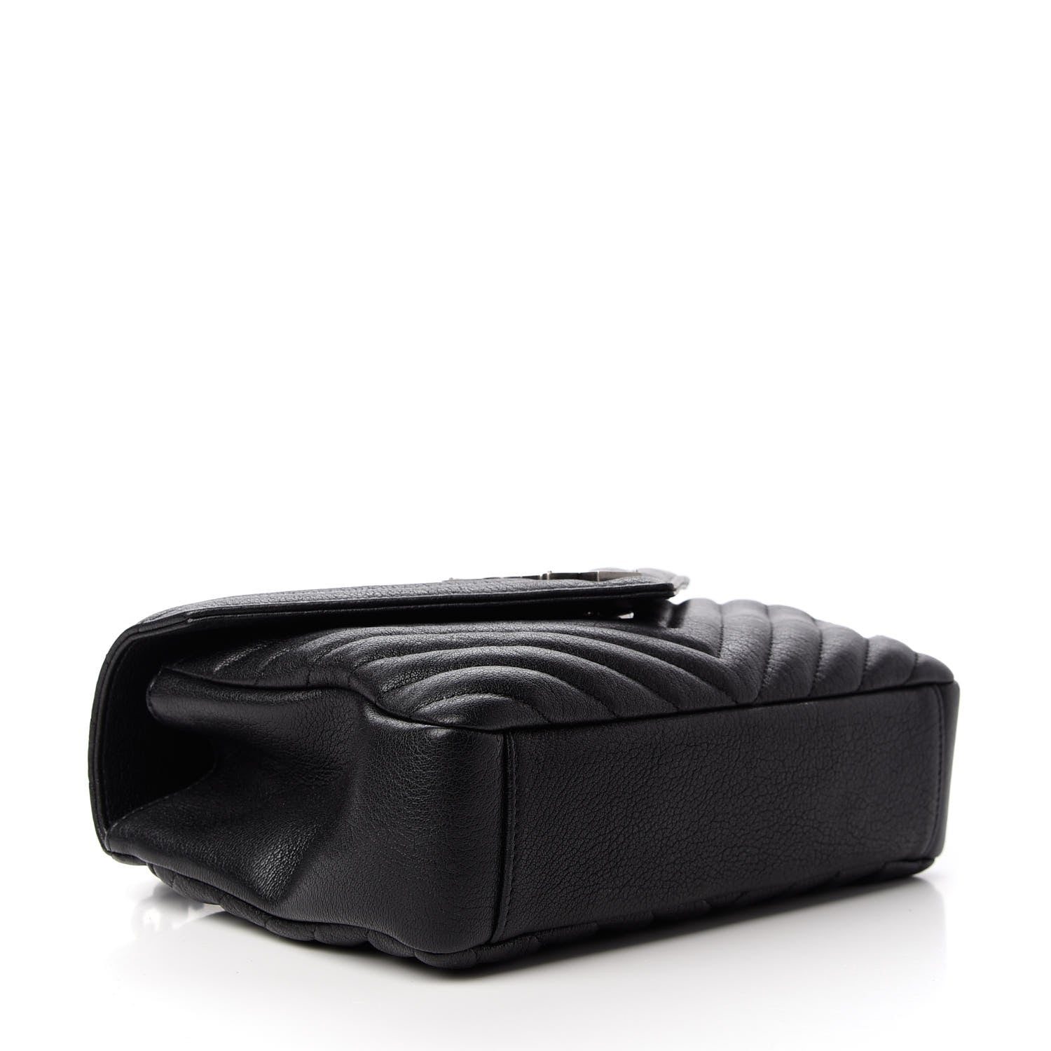 Saint Laurent Sheepskin Matelasse Chevron Monogram Medium College Bag Black 4 of 9